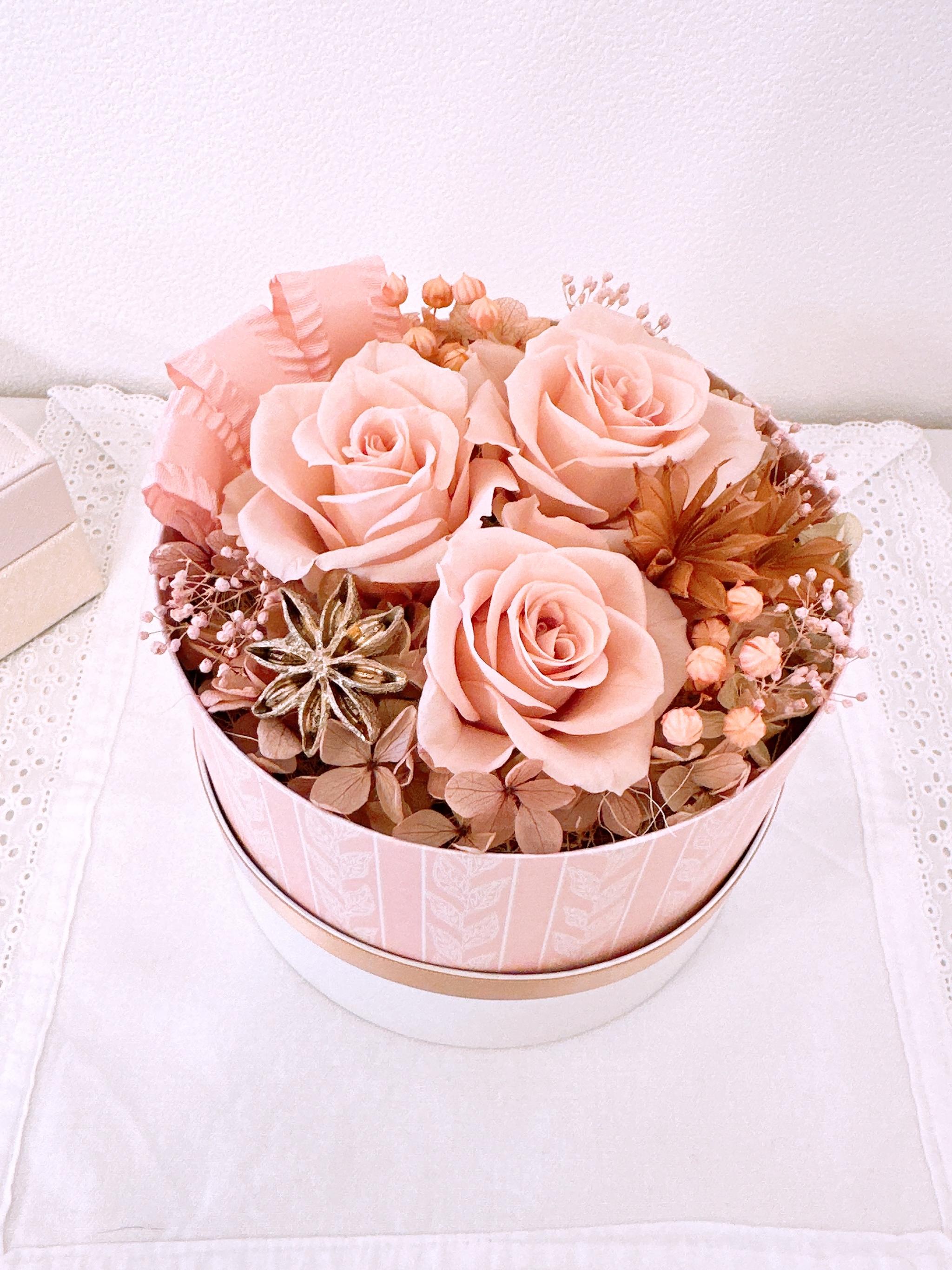 BOXアレンジ】ローズのフラワーボックス くすみピンク ルビー 母の日2026 ギフト 誕生日 記念日 結婚祝い | 3枚目